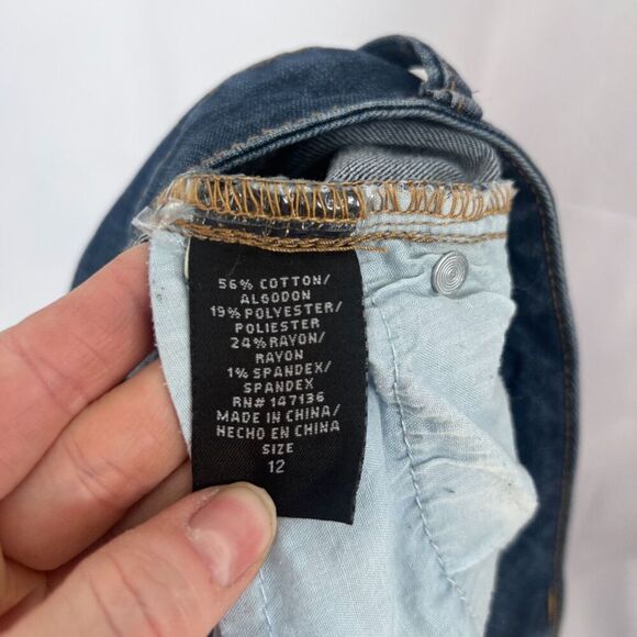 1822 Denim Roll Cuff Distressed Blue Skinny Jeans Size 12 - Picture 5 of 12